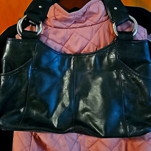 Kenneth Cole Reaction black faux leather handbag